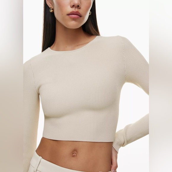 Aritzia Tops - Aritzia Babaton Sculpt Knit Forefront Long Sleeve in Matte Pearl